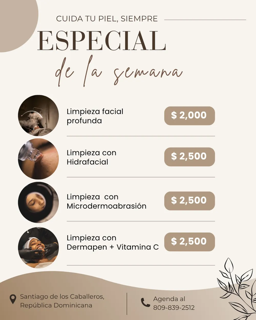 Pieza de Instagram con el especial semanal de limpiezas faciales